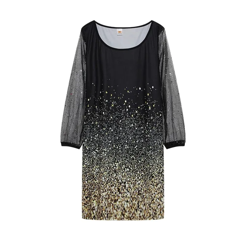 2024 New Spring-style Round Neck Sequins Perspective Gauze Lady Dress — image 8