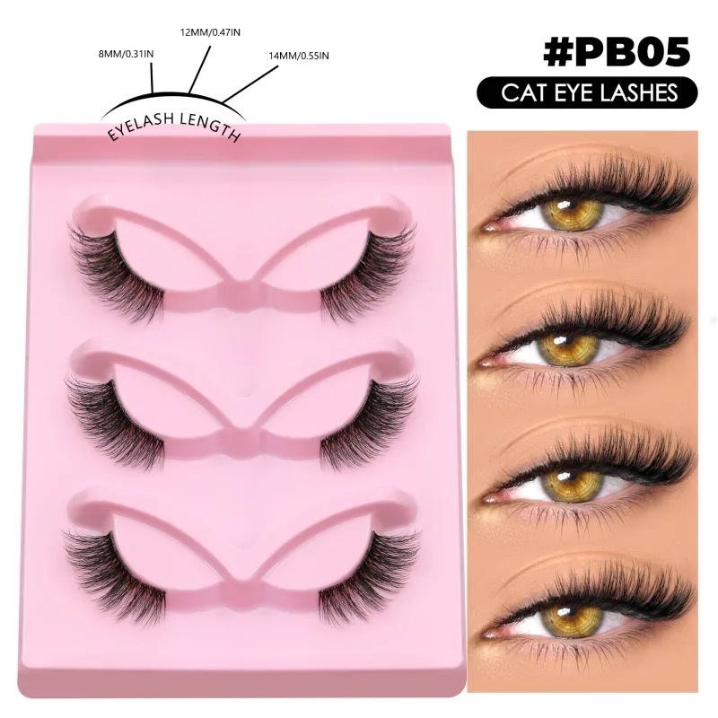 Halve vipper Cat Eye øjenvipper Naturligt udseende Piskede falske vipper Faux Mink vipper Klart bånd Naturlig falske vipper Makeup — image 11