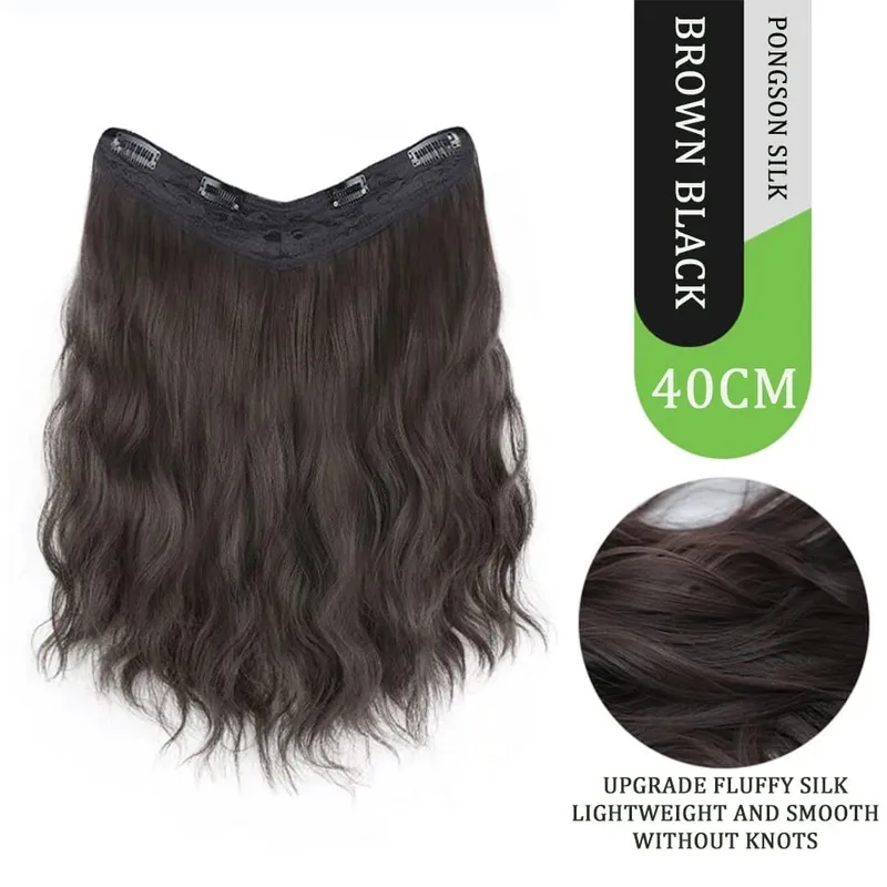 U Part Hair Extensions Synthetic Curly Wave Clips in Hair Extensions One Piece 3/4 Full Head Half Wig Straight Thick Hairpiece — image 9