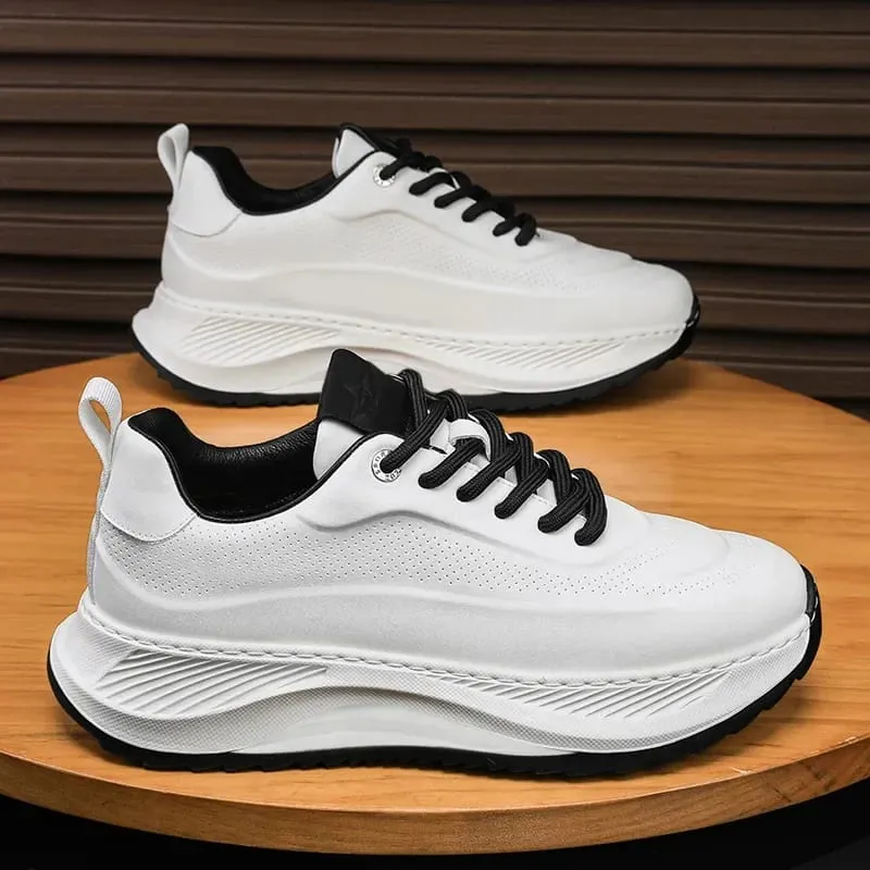 Men Casual Sneakers White Fashion Casual Sports Shoes Men Autumn New Leather Lace-up Comfortable Running Shoes Zapatillas Mujer