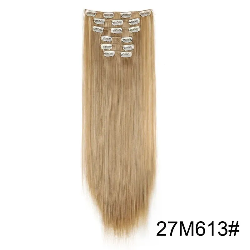 24Inch Synthetic 6pcs/set Long Straight Clip-in Hair Extension Heat Resistant Fiber Hair for Women Hair Accessories — image 22