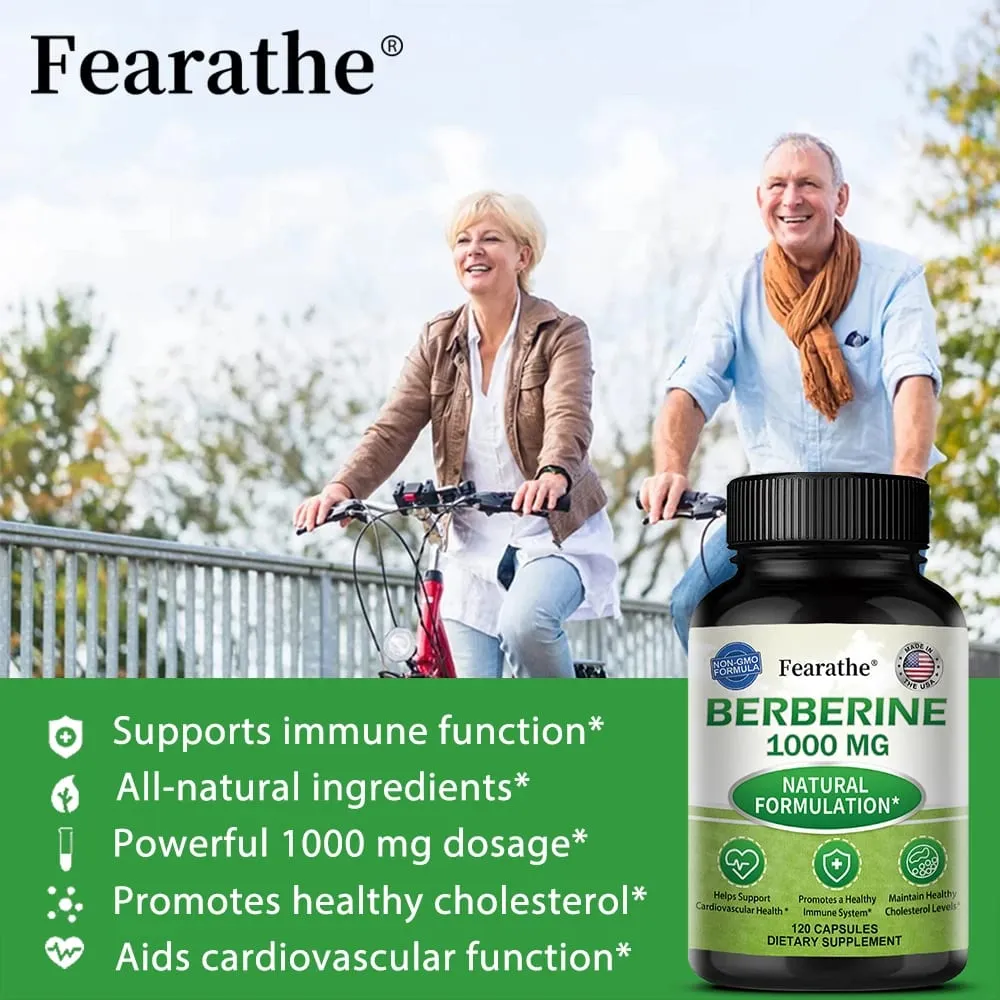 Berberine Supplement 1000 mg - Supports Heart Health Immune System GI Health Cholesterol - Gluten Free Dairy Free