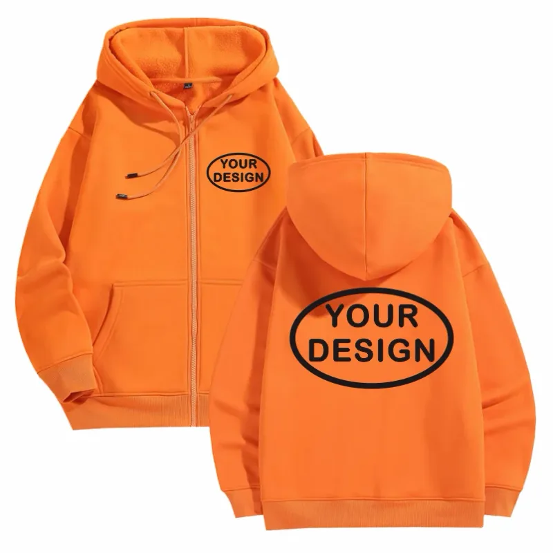 Customize Your Logo Zipper Sweatshirt For Men And Women Loose Casual Fashionable Long Sleeved Sportswear Personalized Embroidery — image 13