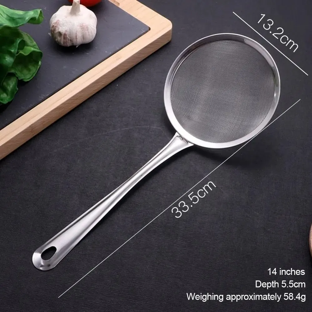 Multi-functional Fine Mesh Strainers Oil Strainer Skimmer Stainless Steel Filter Spoon Oil Colander Flour Colander Sifter