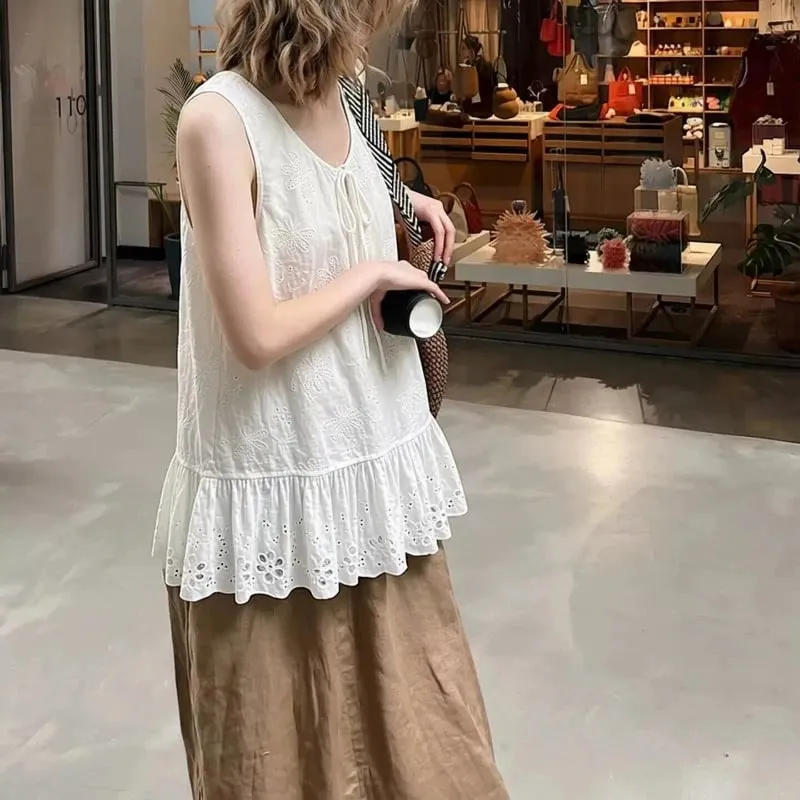 Loose Sleeveless Lazy Style Solid Simplicity Vest Top Summer New Thin All-match Casual T Shirts Fashion Korean Women Clothing