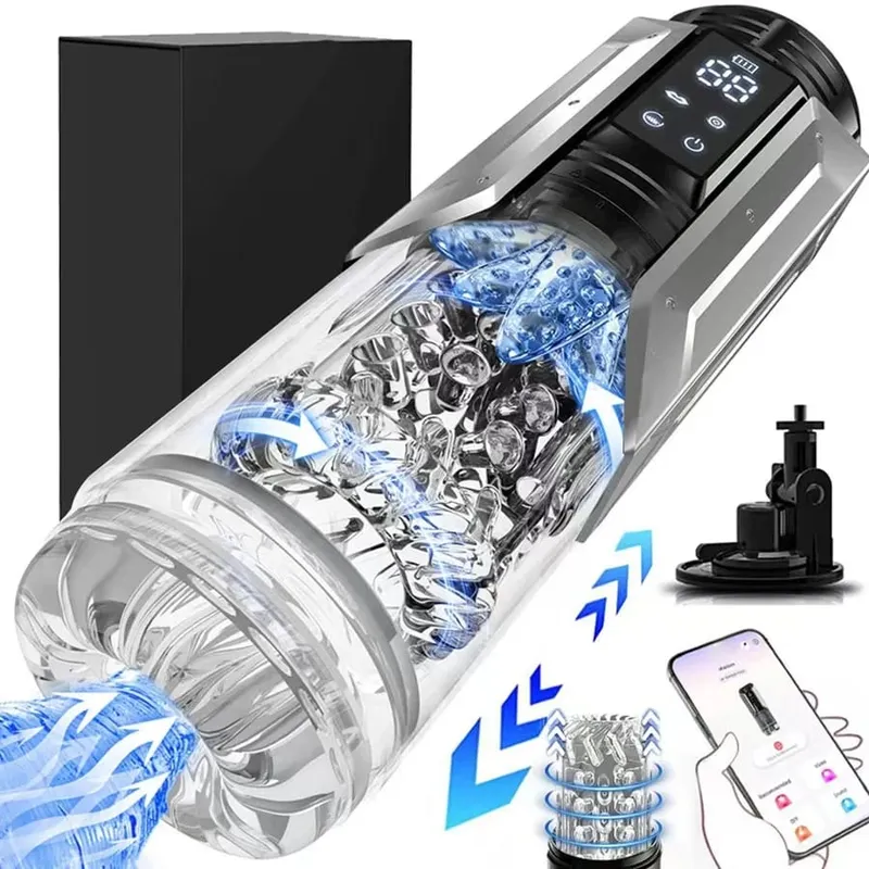 Automatic Male Masturbator Stroker with 7 Thrusting Rotating Licking Adult Pocket Pussy Mens Sex Toy Blowjob Sex Machine