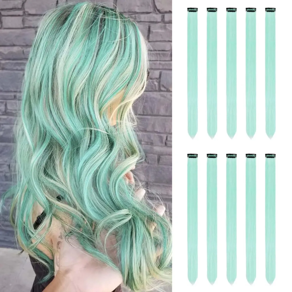 Clip sintetica da 10 pezzi nelle estensioni dei capelli per donne ragazze bambini estensioni colorate per feste con highlight capelli lisci multicolori