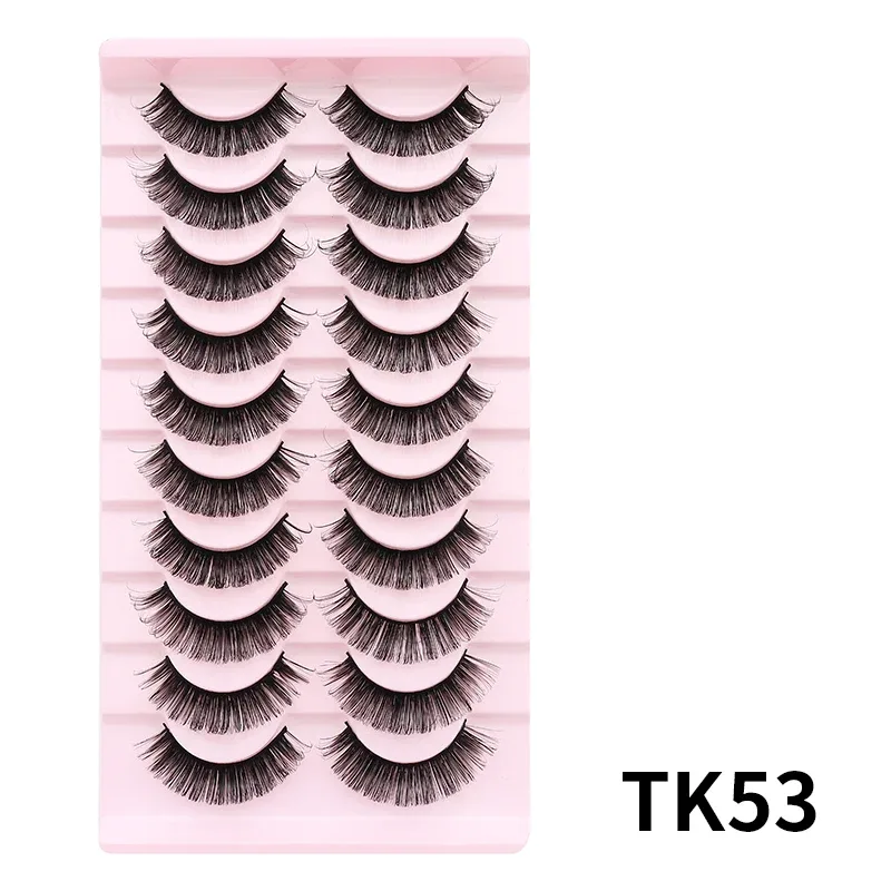 10 Pairs Russian DD Curl Bulk Fluffy Strip Lashes Natural Soft False Eyelashes Reusable Handmade Eye Lashes for Daily&Party