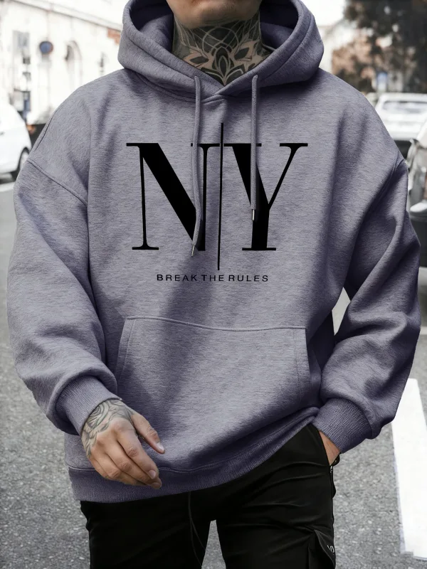 Łam zasady Tak Nie nadruki Jesienne bluzy polarowe Męska miękka bluza z kapturem do biegania Ulica Wygodne swetry Sportowa luźna odzież sportowa