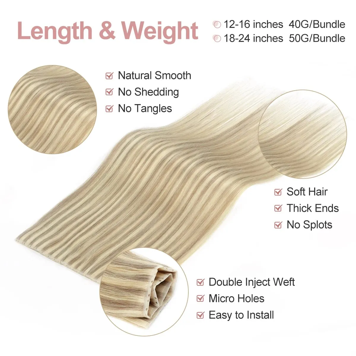 XO Twin Tabs Schmetterlingshaar-Einschlagverlängerungen, Echthaar, doppelt eingespritztes PU-Einschlagloch, flache Twin Tabs, echtes natürliches Microlink-Haar