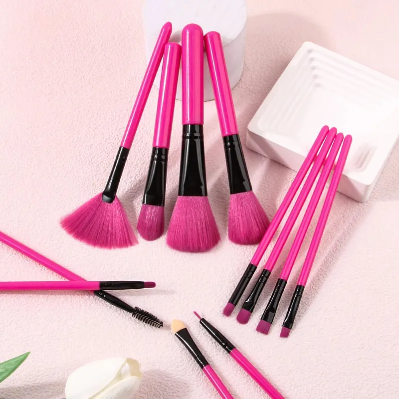12Pcs Pink Makeup Brush Set Make Up Concealer Blush Powder Brushes Eye Shadow Highlighter Foundation Brush Cosmetic Beauty Tools