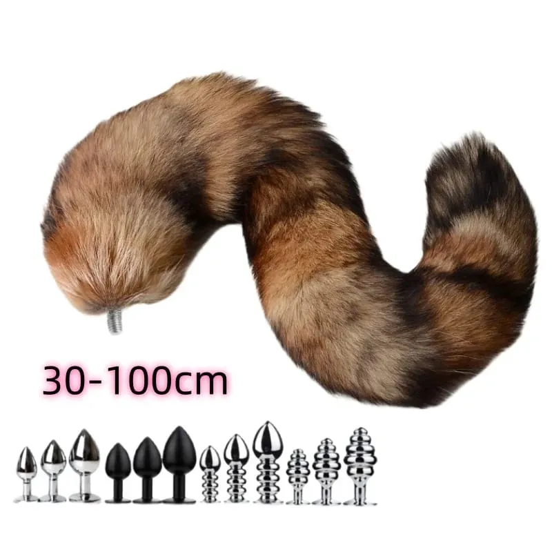 30-100cm Sexy Real Fox Tails with Separable Funny Butt Plug for Couple BDSM Cosplay Adult Sweet Love Games Sex Toys — image 1