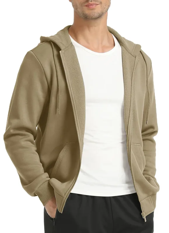 Big Pockets Fleece Lining Hoodies Mens Hooded Coats Full Zip Up Casual Hoodie Jackets Athlete Running Hiking Sportswear — image 9
