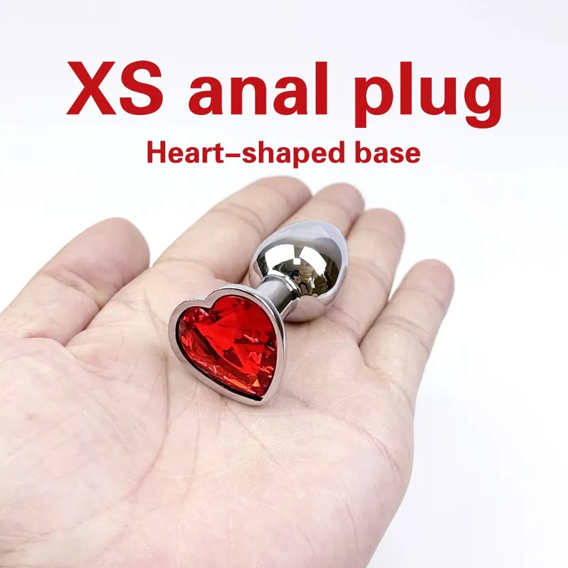 Heart-shaped metal anal plug Beginner's anal plug Anal massage dilator Adult couples sex toy Masturbation stimulation tool