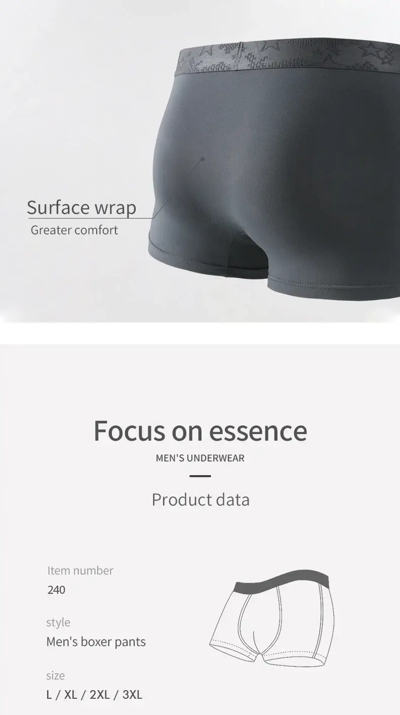 Men's Underwear, Men's Boxer Briefs, Boys' Underpants, Comfortable and Breathable Youth Boxer Briefs, Large Size Shorts