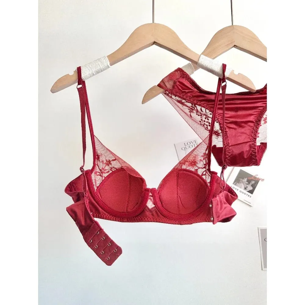 New Women Lace Bra Set Soft Underwire Thin Cup Push‑Up Comfort Intimates Lingerie Kit For Small Bust S-XL Daily Ladies Underwear