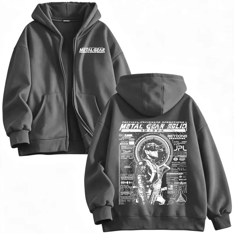 MSG1 Metal Gear Solid Snake Zipper Hoodies Men's Women Clothing Fashion Fleece Pullovers Zip Up Hooded Sweatshirts Jackets — image 3