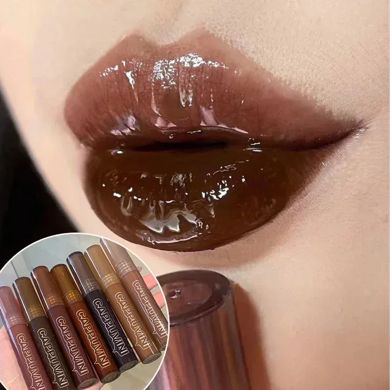 Mirror Watery Chocolate Lip Gloss Long Lasting Moisturizing Crystal Jelly Lip Tint Lipstick Nature Nude Lips Makeup Cosmetics — image 3