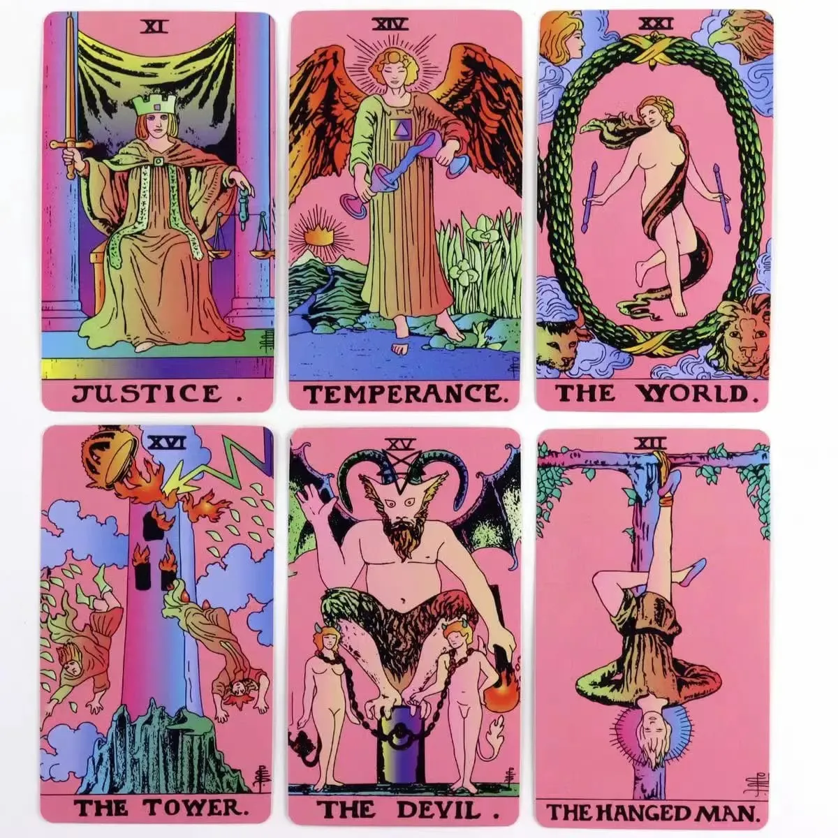 Pink A.E. Classic Tarot Cards Deck Rider Waite Smith Style Divination Fortune Telling Oracle Cards 78 Cards English Ver.