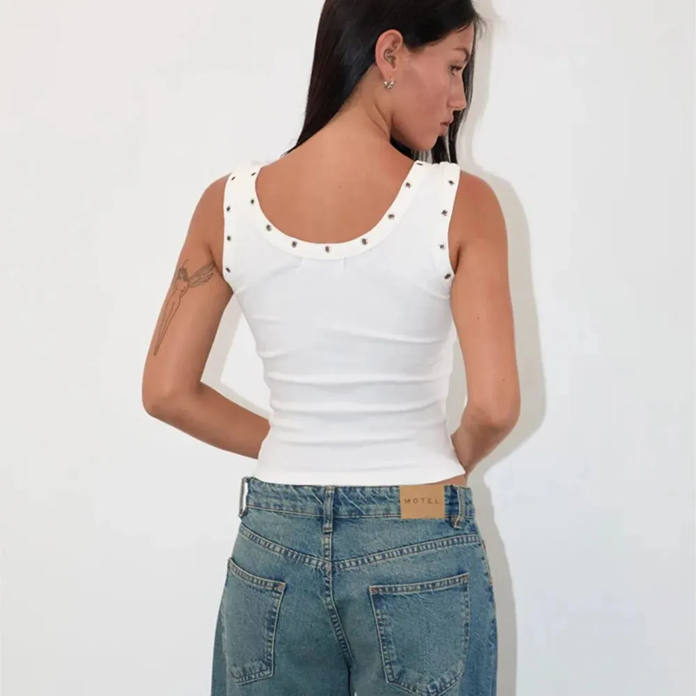 Women's Clothing MsChuh Summer Solid Color Vest Patchwork Slim Top Sleeveless Simple Style All-match Casual Comfortable Trendy