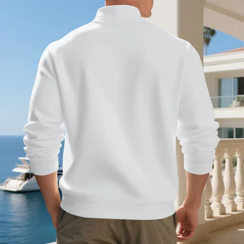 2026 New Fleece Lined Half Zip Sweatshirt for Men, Autumn Winter Solid Color Plus Size Casual Pullover Hoodie Daily Leisure Wear