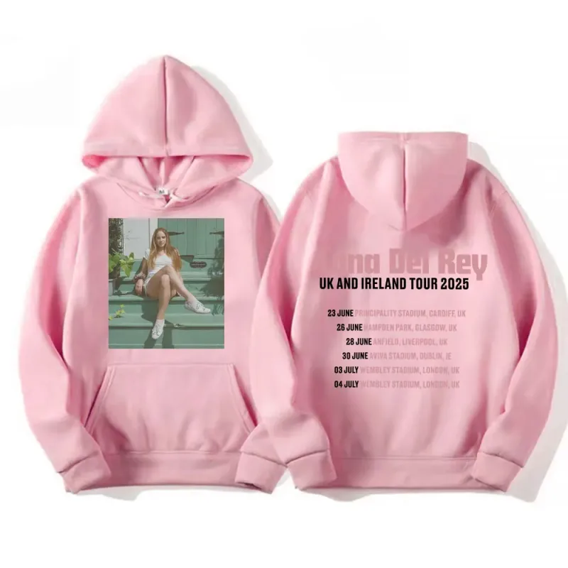 Lana Del Rey UK & Ireland Tour 2025 Grafiska Hoodies Herr Kvinnor Mode Estetisk Casual Pullovers Långärmade Huvtröjor — image 7