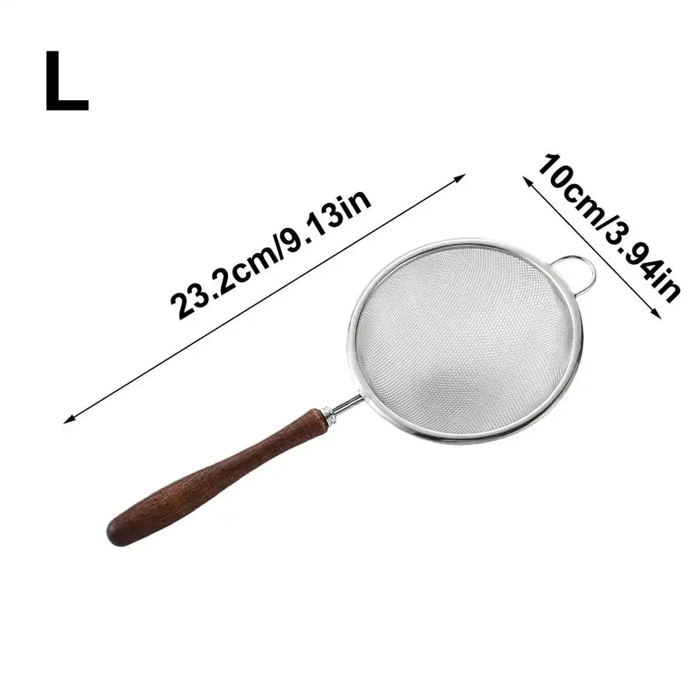 1PC Stainless Steel Mesh Filter Spoon with Wooden Handle Flour Filter Spoon Household Kitchen Fried Food Filter Oil Baking Tool