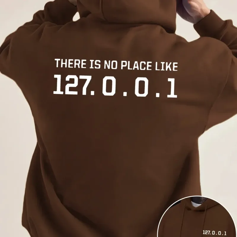 Programmer Geek 127.0.0.1 Hoodies gráficos de texto para homens com estampa dupla face macia de lã solta com capuz