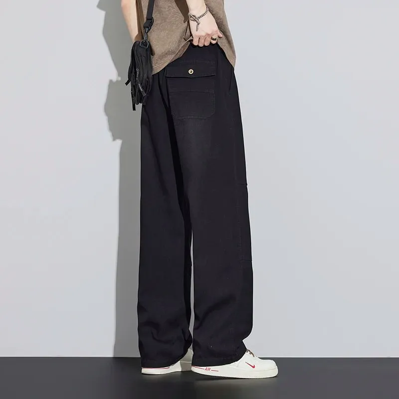 2026 New Japanese Style Textured Grid Men's Jeans Plus Size Loose Straight Vintage Washed Casual Daily Denim Pants — image 4