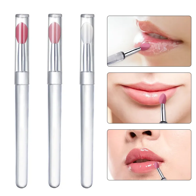 Silicone Lip Brush With Cover Soft Multifunctional Lip Mask Applicator Lipstick Lipgloss Portable Travel Makeup Brushes Reusable