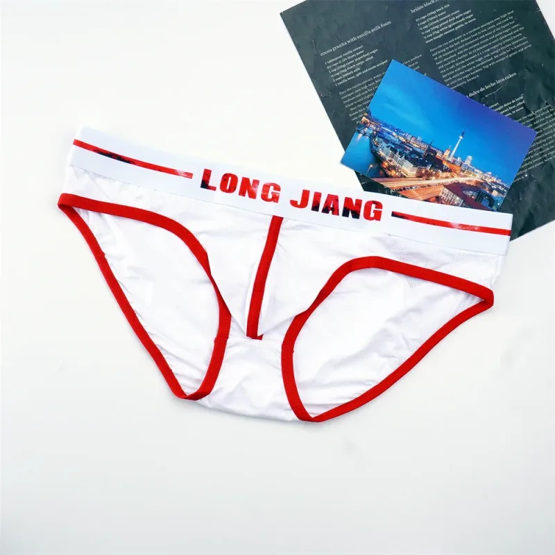 Sexy Men U Convex Underwear Slip Breathable Letters Waistband Ice Silk Briefs Plus Size Male Panties S-XL — image 10