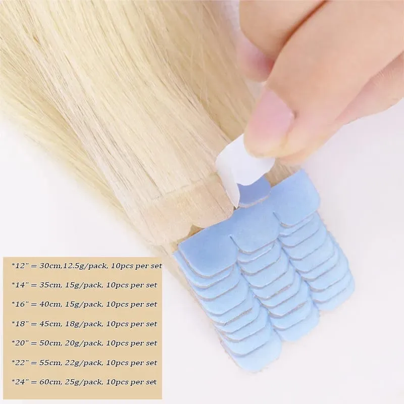 Mini Tape in Hair Extensions Human Hair Natural Tape in Extentions 3x0.8cm Invisible Tape 10pcs/pack For Side Hair