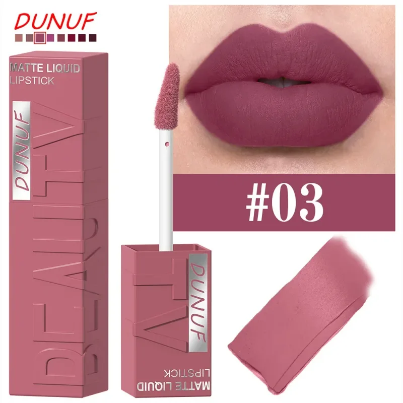 8-Color Lip Matte Smooth Easy-to-Apply Square Gloss Tube Velvet Waterproof Three-Dimensional Sexy Plumping Lipstick Makeup