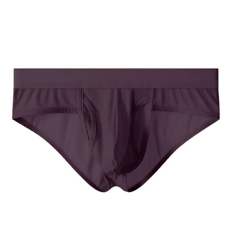 Open Front Fly Pouch Underwaer Men Scrotal Support Sports Briefs Ice Silk Breathable Underpant Bullet Separate Healthy Panties