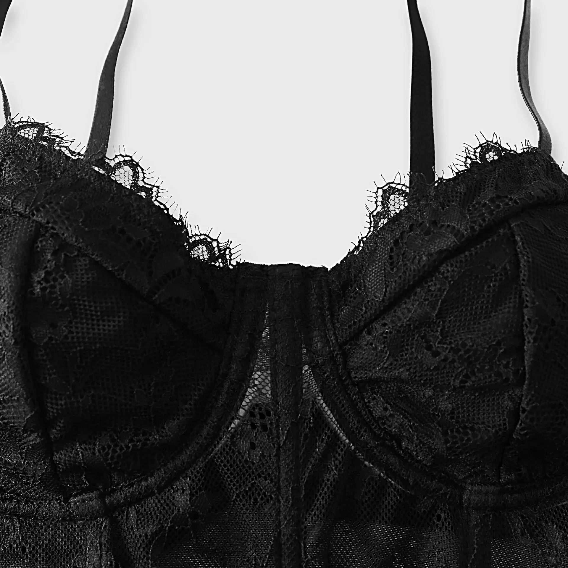 Sexy Black Semi Transparent Bra Mesh Push Up Bralet Women's Tube Top Corset Bustier Vest Club Party Crop Top Elegant Lingerie — image 3