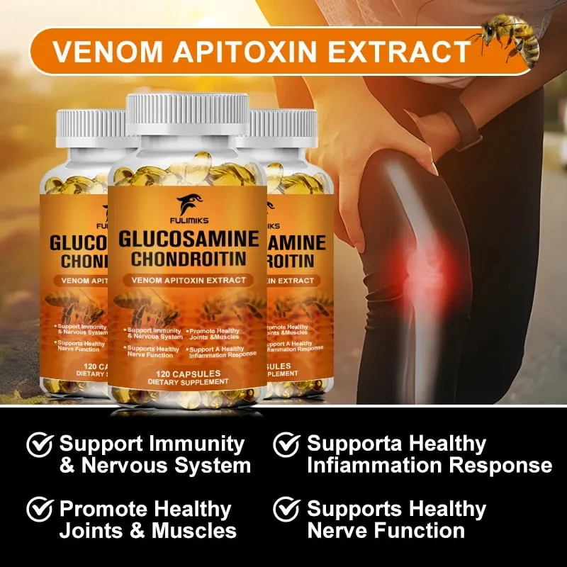 Premium Glucosamine Chondroitin Supplement with Bee Venom MSM & Hyaluronic Acid Supports Joint Flexibility & Cartilage Health