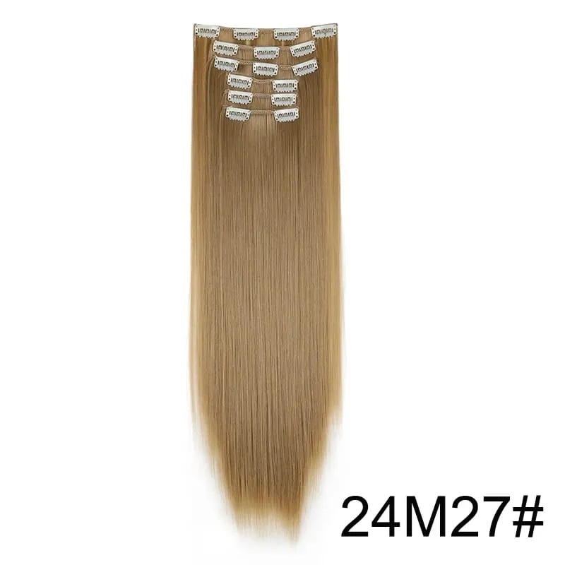 24Inch Synthetic 6pcs/set Long Straight Clip-in Hair Extension Heat Resistant Fiber Hair for Women Hair Accessories — image 20