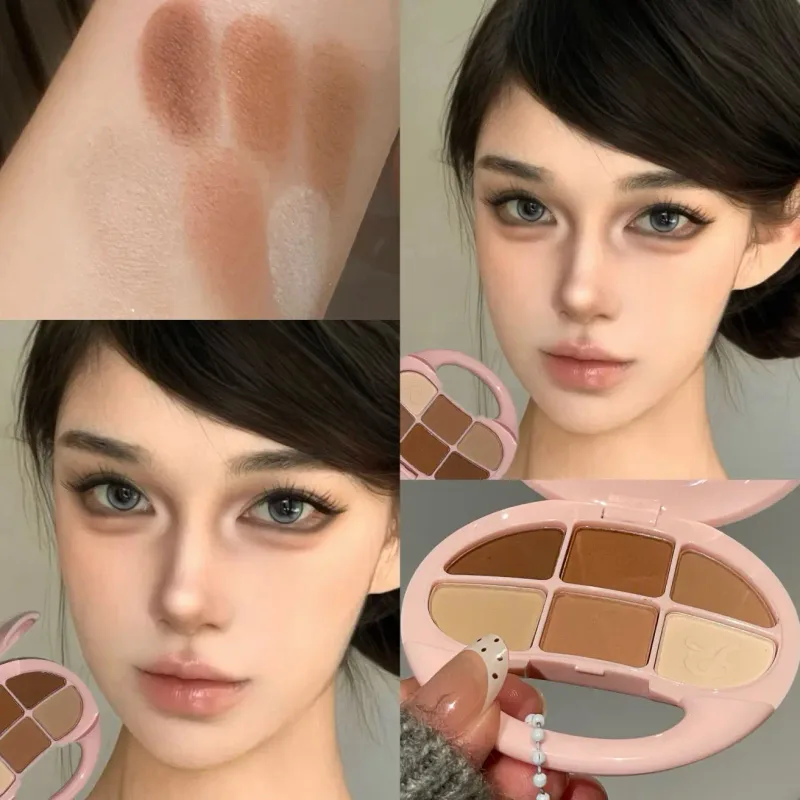 6 Colors Brown Chestnut Eyeshadow Palette Matte Shimmer Eye Shadow Brighten Waterproof Glitter Pink Eyes Pigments Makeup Palette