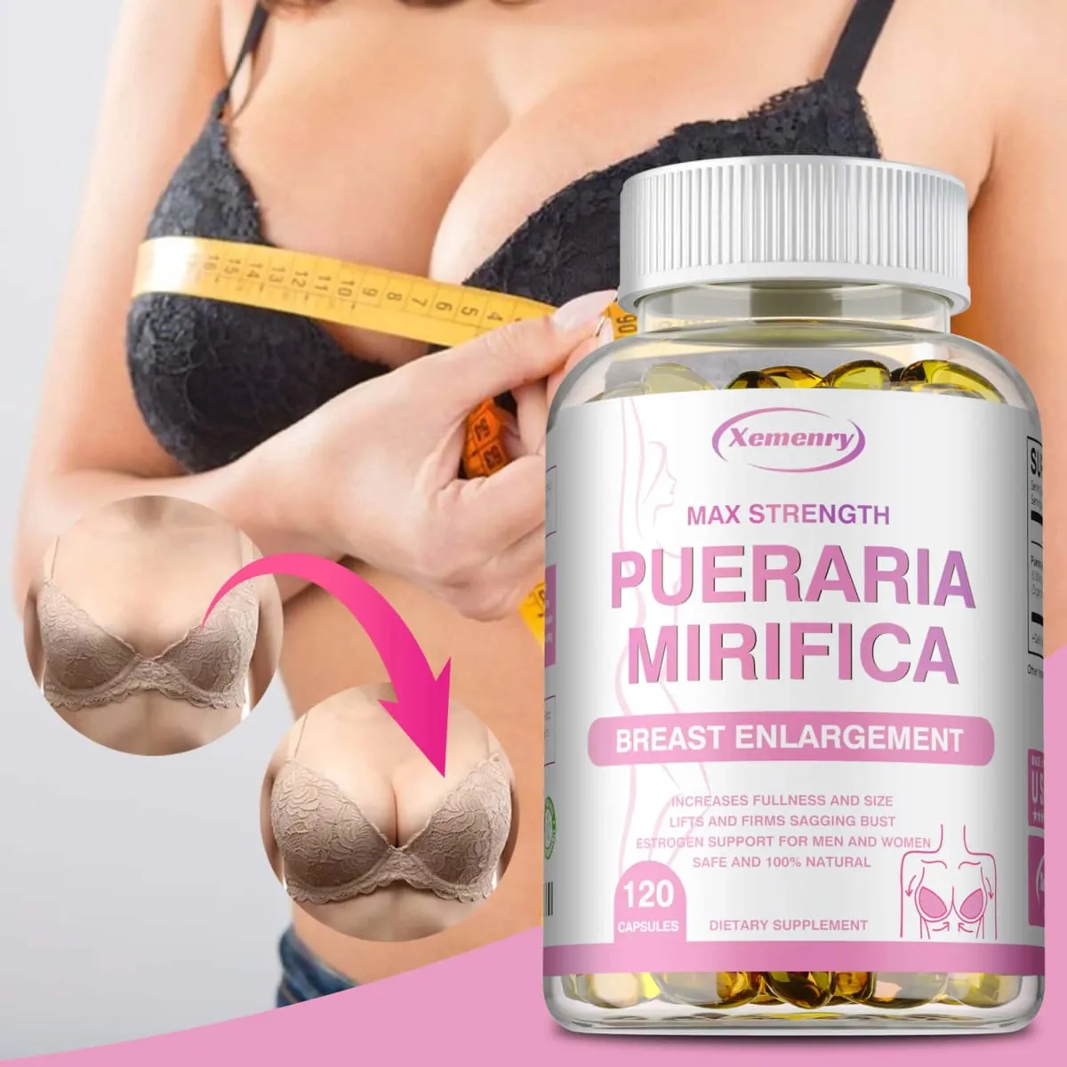 Pueraria Mirifica Capsules 5000mg - Breast Enlargement Female Estrogen Balance — image 6