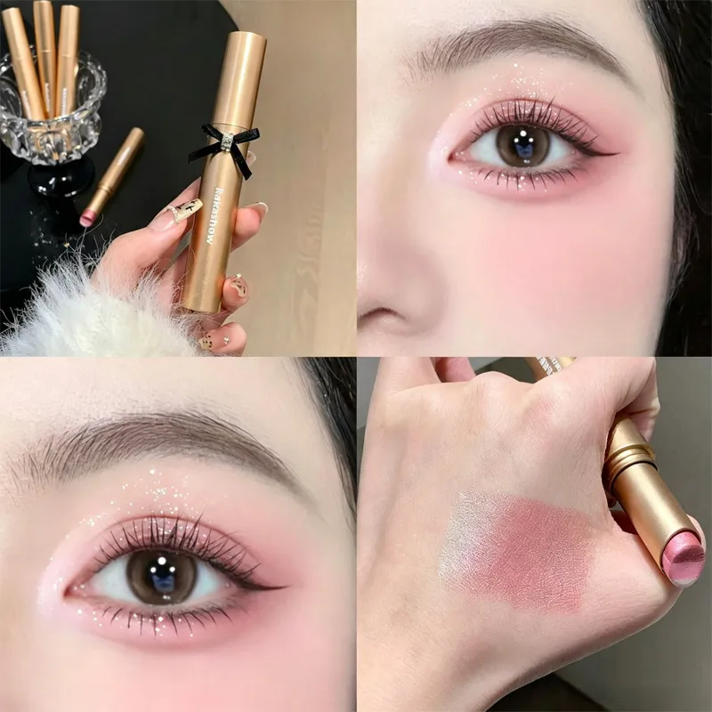 Kakashow Three Color Pearl Glitter Eye Shadow Stick Gradient Delicate Shiny Eyeshadow Waterproof Long Lasting Daily Eye Cosmetic — image 4