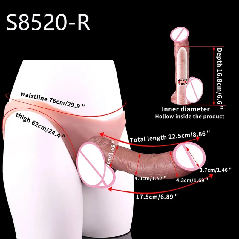 Manchon de pénis réaliste taille haute, sangle sur gode creux, culotte en Silicone, extension de bite, jouet sexuel pour hommes