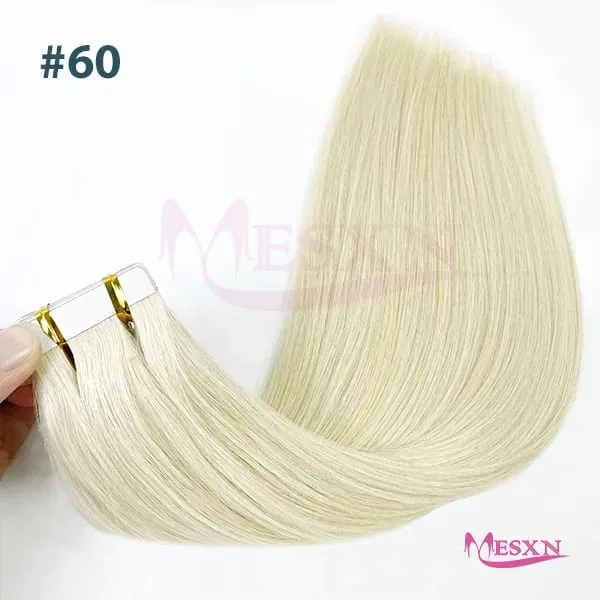 High Quality Straight Tape In Human Hair Extensions 100% Natural Hair Extension Brown Blonde Invisible 613 For Salon