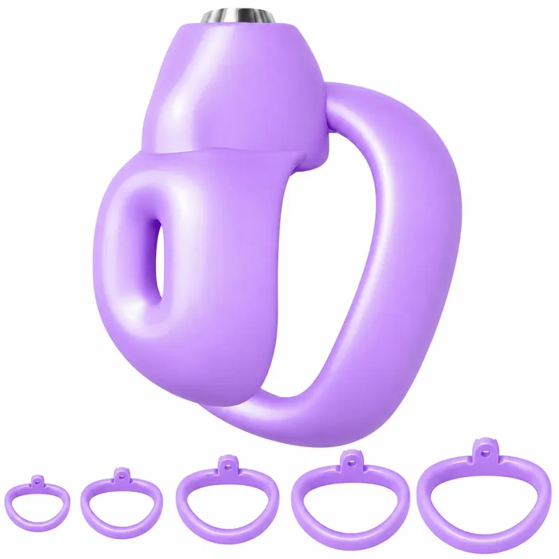 Sada klecí pro mužský penis pro cudnost Malá mini klec pro cudnost s 5 penisovými kroužky Penis Bondage Slave Restraint Muž sexuální hračka