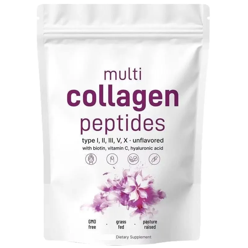Multi Collagen Peptides Pulver Typer I II III V med Biotin Vitamin C & Hyaluronsyra Stöder Hud Hår Naglar för Män Kvinnor