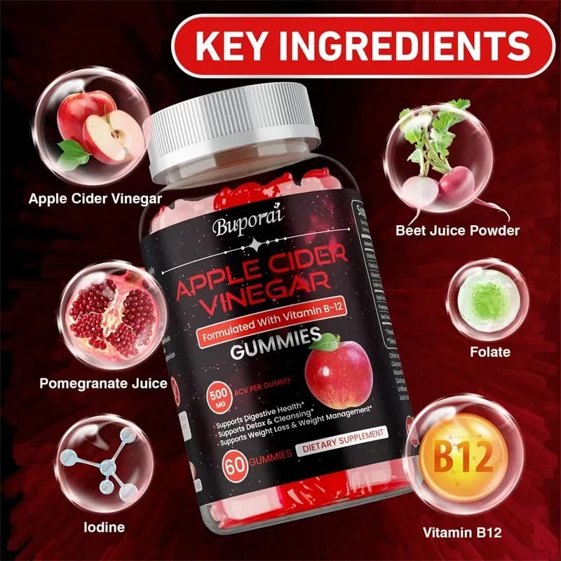 Apple Cider Vinegar Gummies - Promotes Digestive Health Relieves Bloating and Constipation Burns Fat Weight Management