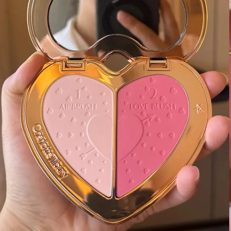 CT Setting Spray Brightens Setting Powder Compact Two-tone Heart Blush Hydrating Lip Mask Highlight Brush Head Makeup Essence