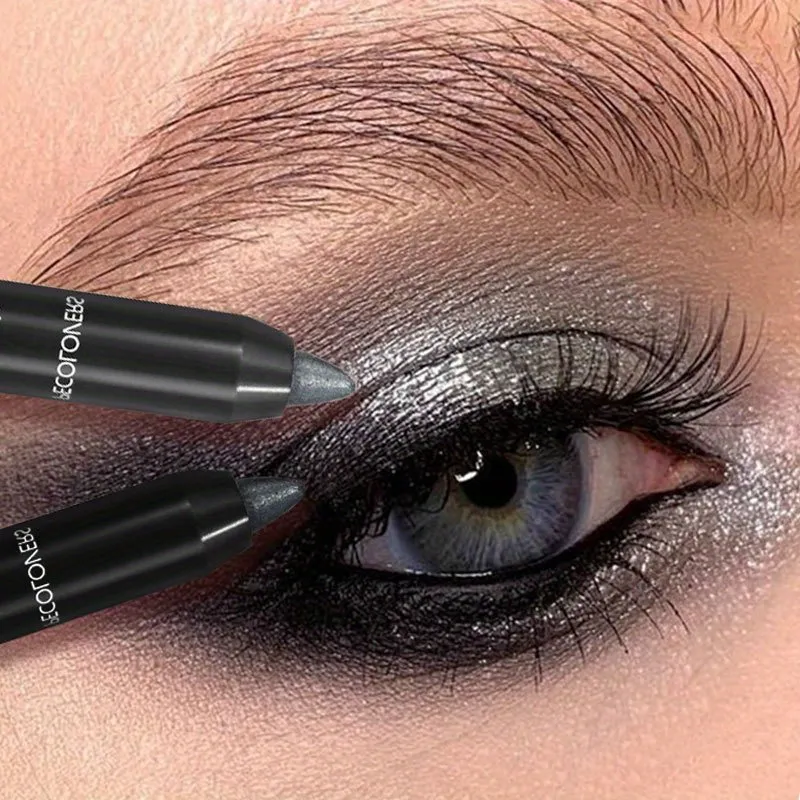 Pearlescent Eyeshadow Pencil Stick Highlight Stick Black & Grey Shimmer Eye Shadow Pen with Eyeliner 1pc