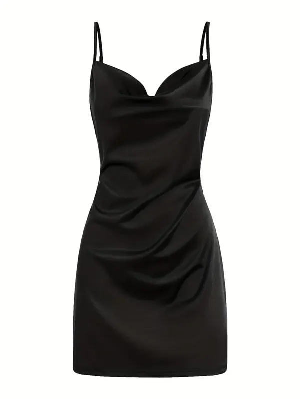 2024 Lady Va Voom Satin Hip Suspender Dress na Pambabae