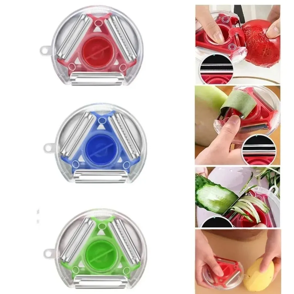 Kitchen 3 in 1 Peeler Rotary Multi-purpose Stainless Steel Potato Peeler Slicer Grater Shredder Vegetable Fruit Peeler — image 3
