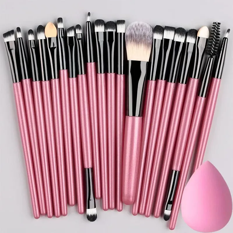 20PCS Makeup Brushes Set for Cosmetics Foundation Blush Powder Eyeshadow Kabuki Blending Brush With Powder Puff Beauty Tools